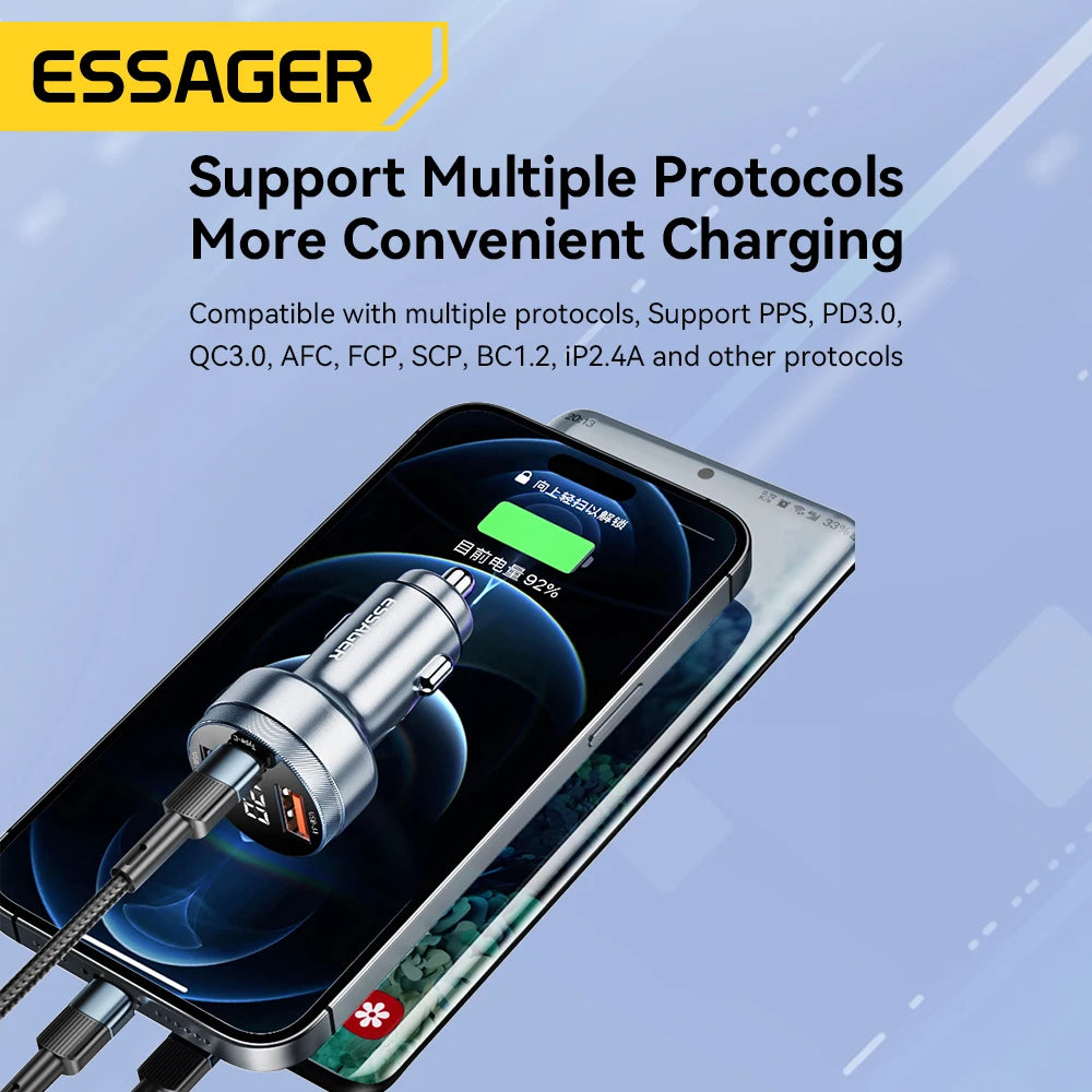 Car Charger USB Type C PD Fast Charging for iPhone iPad Laptop Tablet