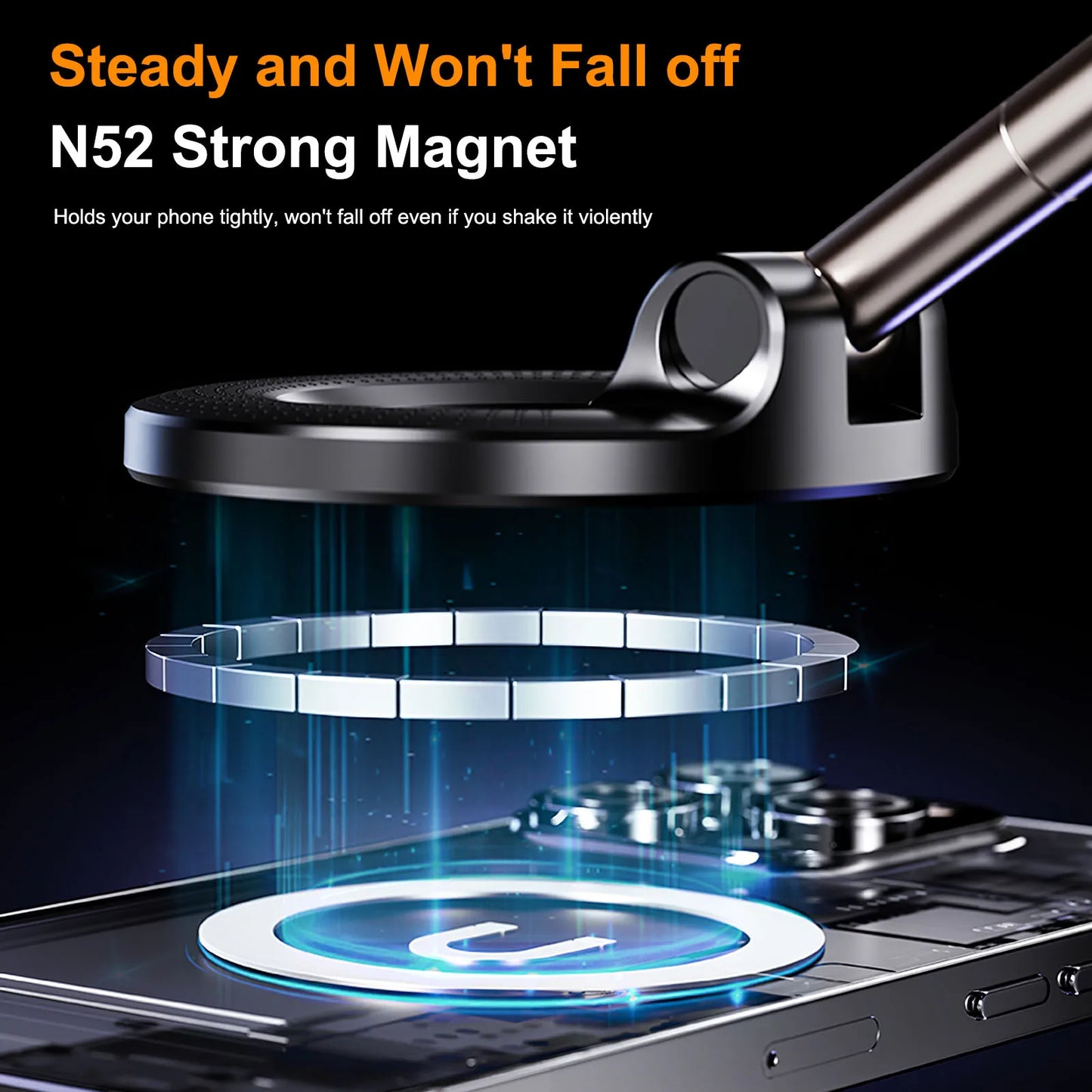 Strong Magnetic Car Phone Holder MagSafe Ultra Vacuum Suction Cup Phone Mount 360° Rotation Cell Phone Holder Car Bracket 2025
