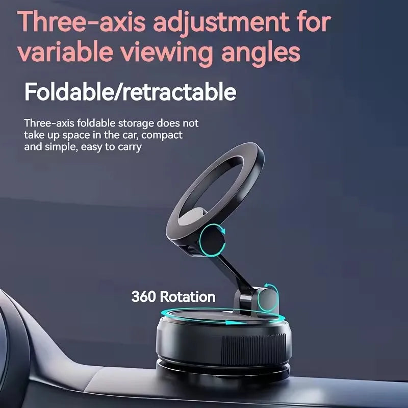 Strong Magnetic Car Phone Holder MagSafe Ultra Vacuum Suction Cup Phone Mount 360° Rotation Cell Phone Holder Car Bracket 2025