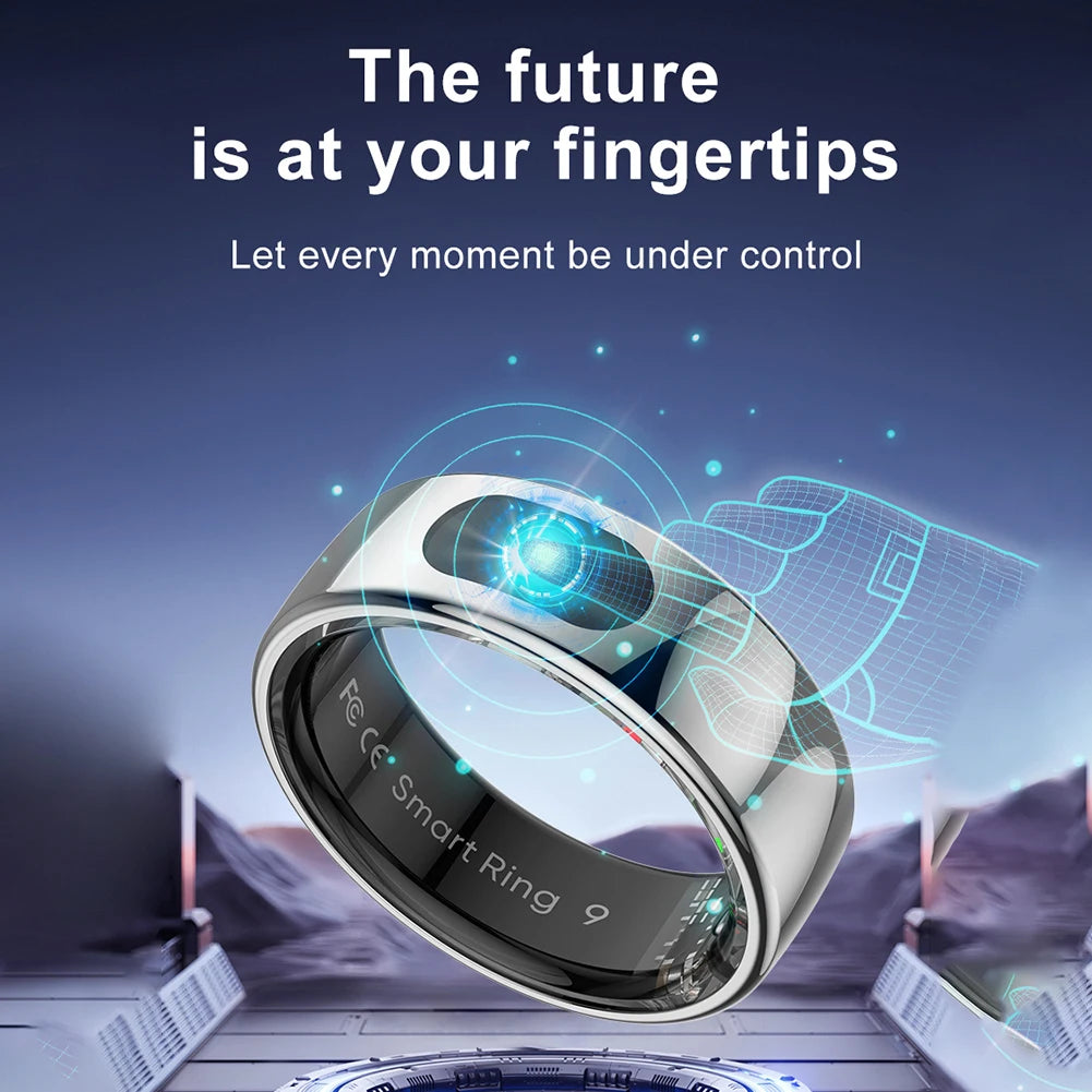 Smart Ring R08 Blood Oxygen Pressure Health Monitor With Charging Case Health and Sleep Monitor Sports Fitness Tracker for Phone