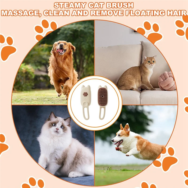 A79Z-3-In-1 Multifunctional Pet Steam Brush Cat Steam Brush Suitable For All Pets Advanced Atomization Technology