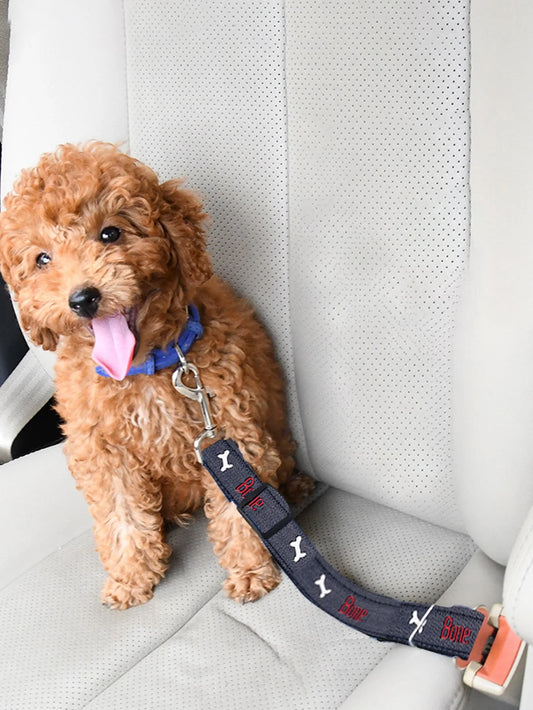 1pc-Adjustable denim dog car seat belt metal buckle - suitable for all sizes of retractable pet safety harnesses