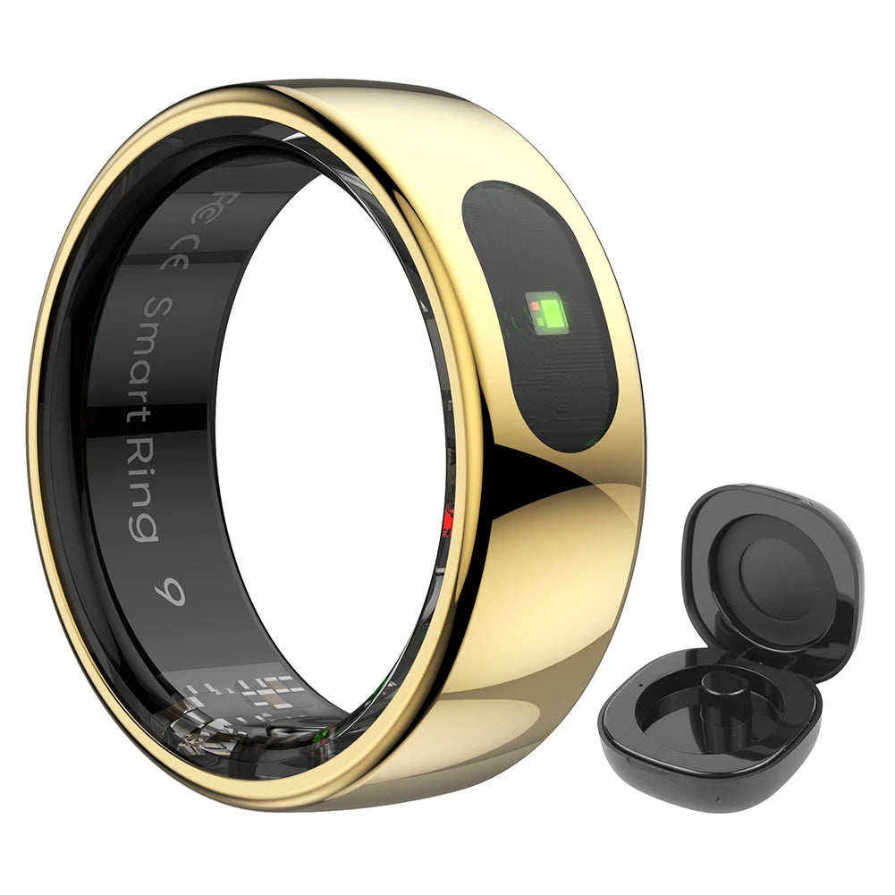 Smart Ring R08 Blood Oxygen Pressure Health Monitor With Charging Case Health and Sleep Monitor Sports Fitness Tracker for Phone
