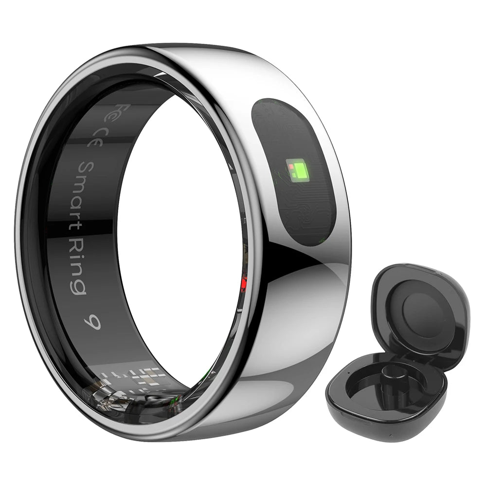 Smart Ring R08 Blood Oxygen Pressure Health Monitor With Charging Case Health and Sleep Monitor Sports Fitness Tracker for Phone