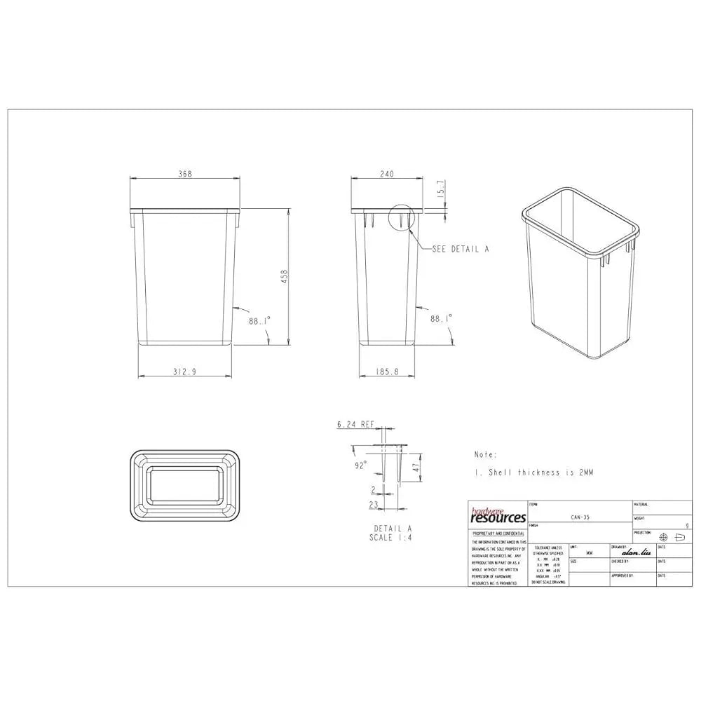 Plastic Trash Can - Indoor Garbage Bin For Kitchen, Home, Office & Commercial Use - Large Waste Disposal Tub - Compatible With