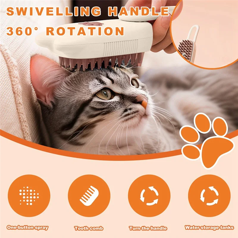 A79Z-3-In-1 Multifunctional Pet Steam Brush Cat Steam Brush Suitable For All Pets Advanced Atomization Technology