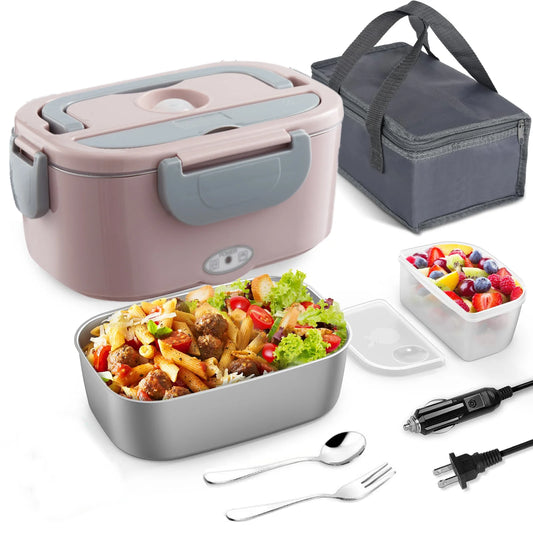 Electric Lunch Box: 12V/24V/110V Portable Food Warmer with 1.5L Leakproof Stainless Container & Insulated Bag for Car/Home (Multi Color Options)