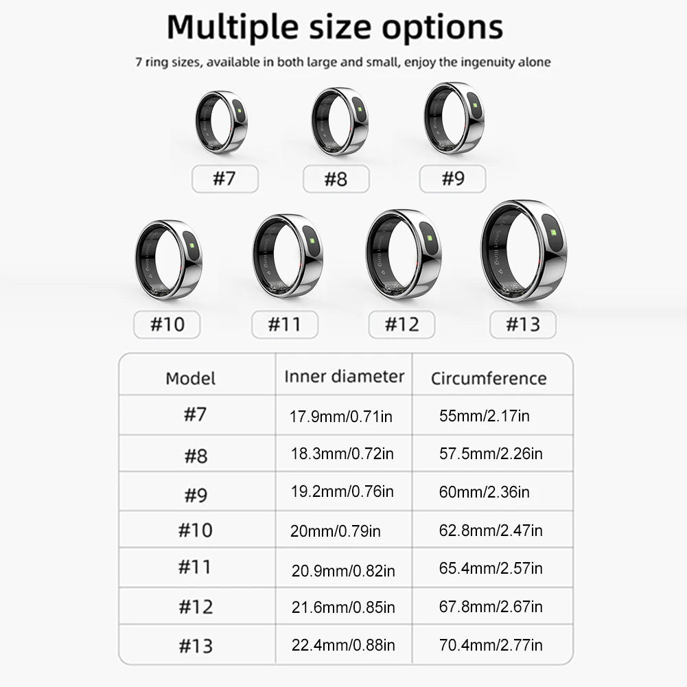 Smart Ring R08 Blood Oxygen Pressure Health Monitor With Charging Case Health and Sleep Monitor Sports Fitness Tracker for Phone