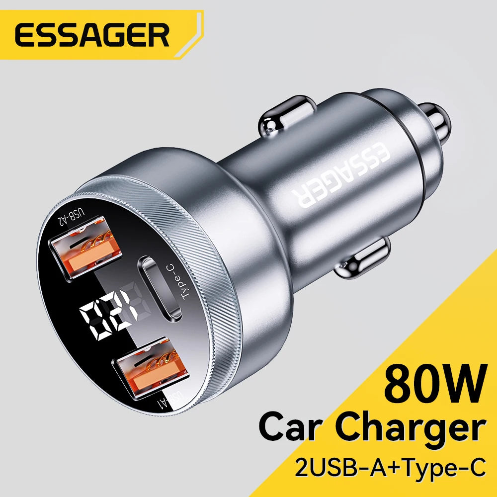 Car Charger USB Type C PD Fast Charging for iPhone iPad Laptop Tablet