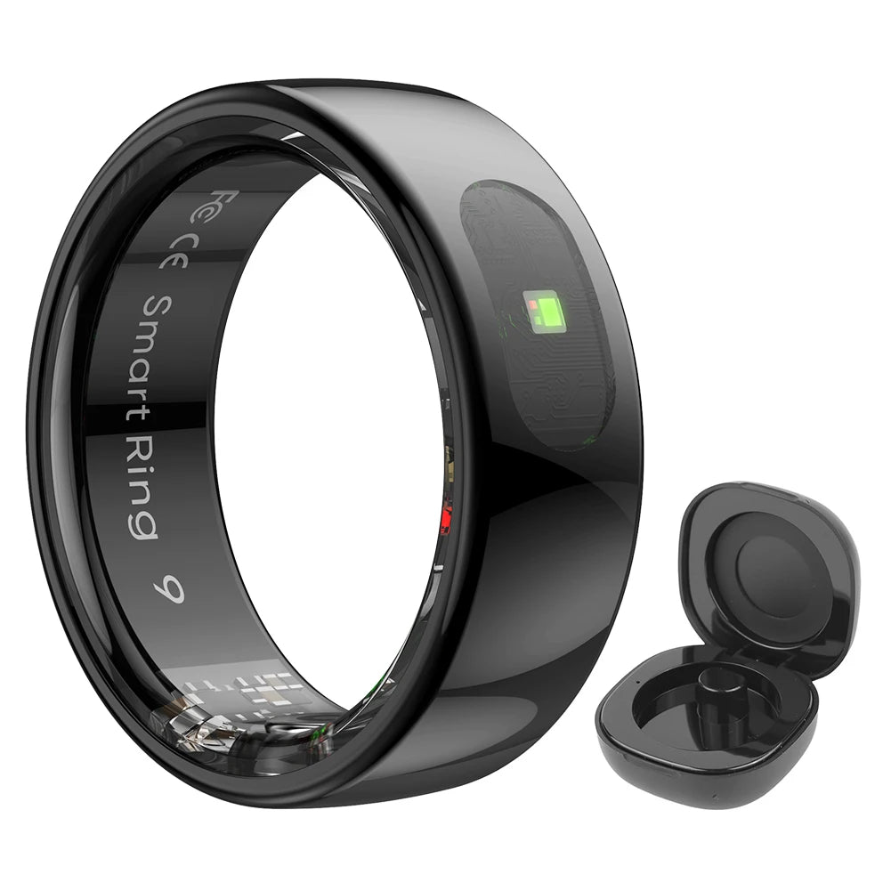Smart Ring R08 Blood Oxygen Pressure Health Monitor With Charging Case Health and Sleep Monitor Sports Fitness Tracker for Phone