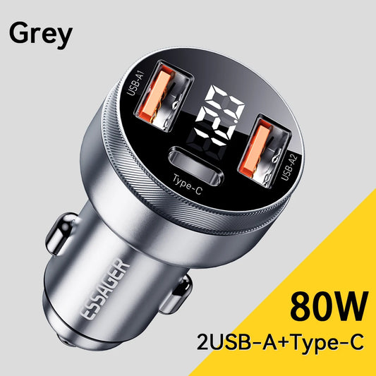 Car Charger USB Type C PD Fast Charging for iPhone iPad Laptop Tablet